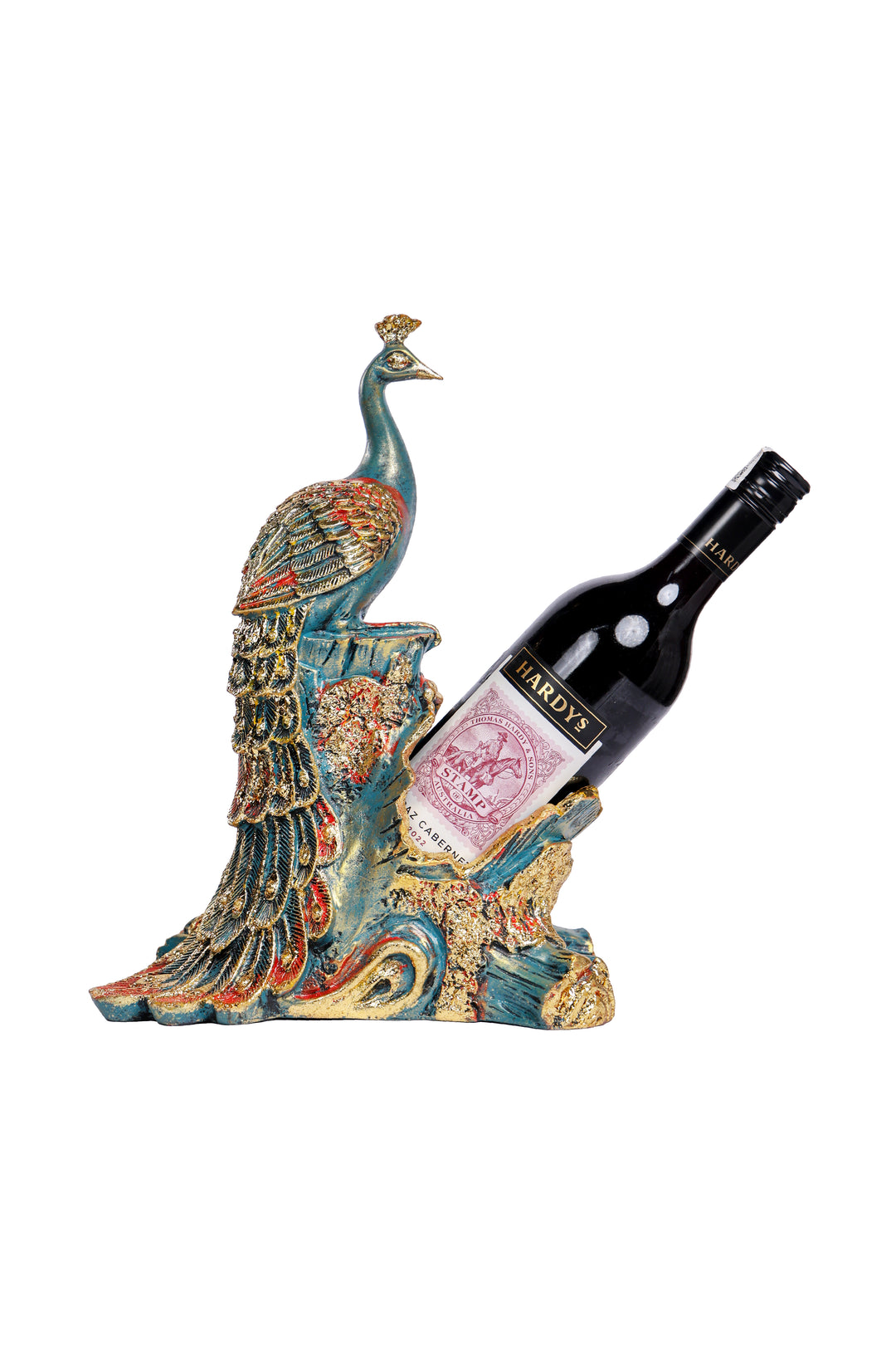 Peacock Bottle Holder Sculpture