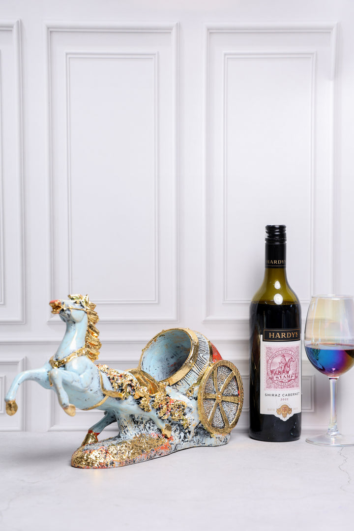 Riding Horse Bottle Holder Sculpture