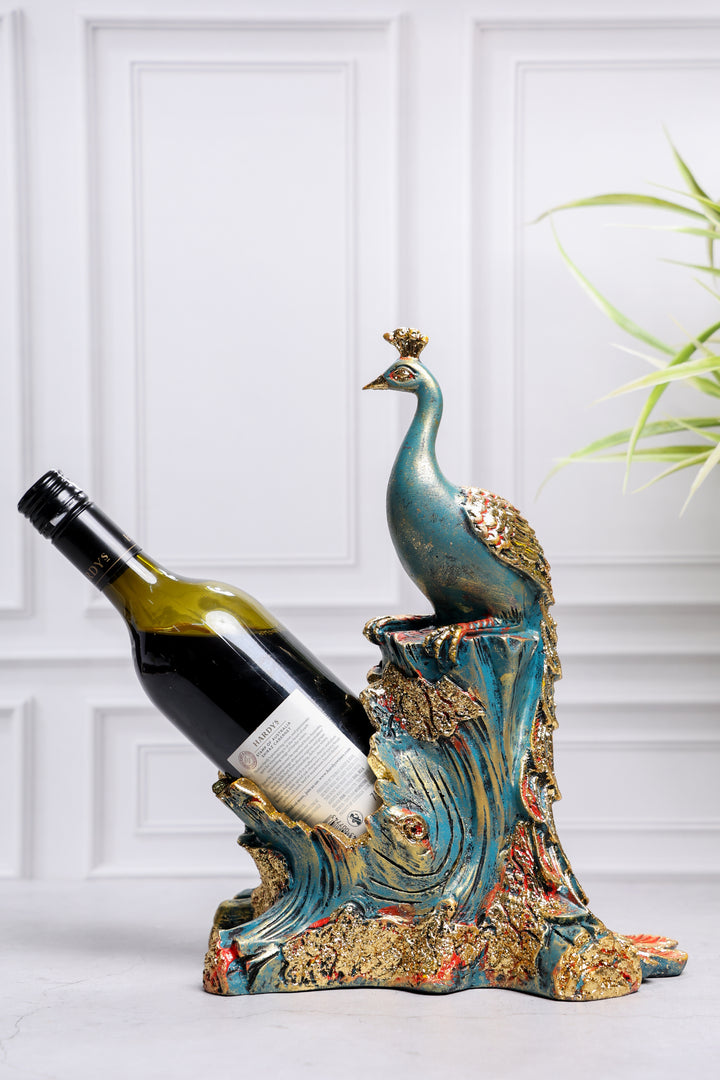 Peacock Bottle Holder Sculpture