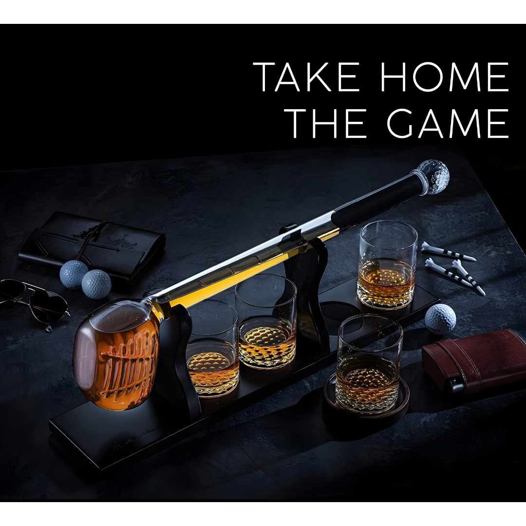 Golf Whiskey Decanter Set - Pure Crystal (Premium Gift Box)