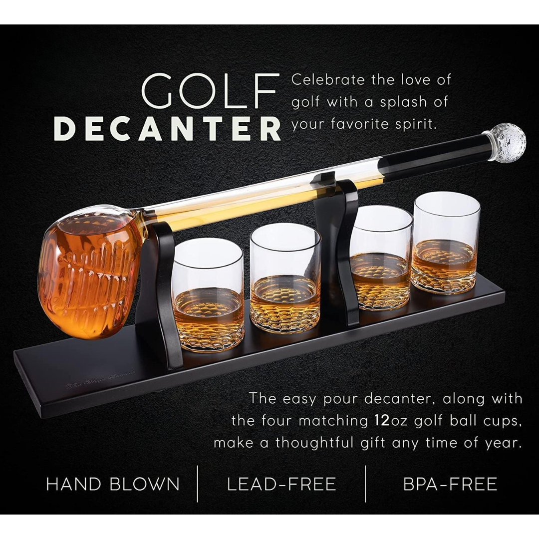 Golf Whiskey Decanter Set - Pure Crystal (Premium Gift Box)