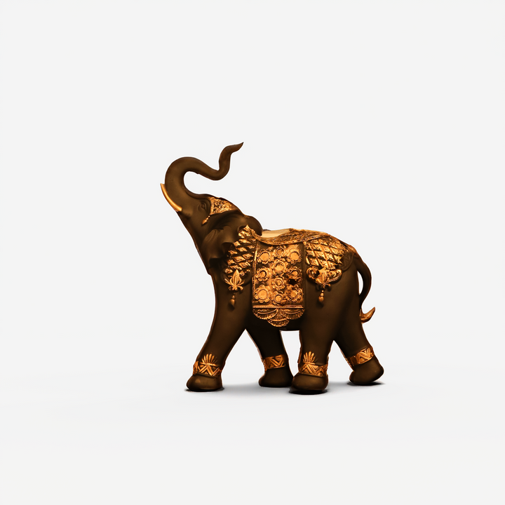 Black Elephant with Golden Touch (Set of 2)