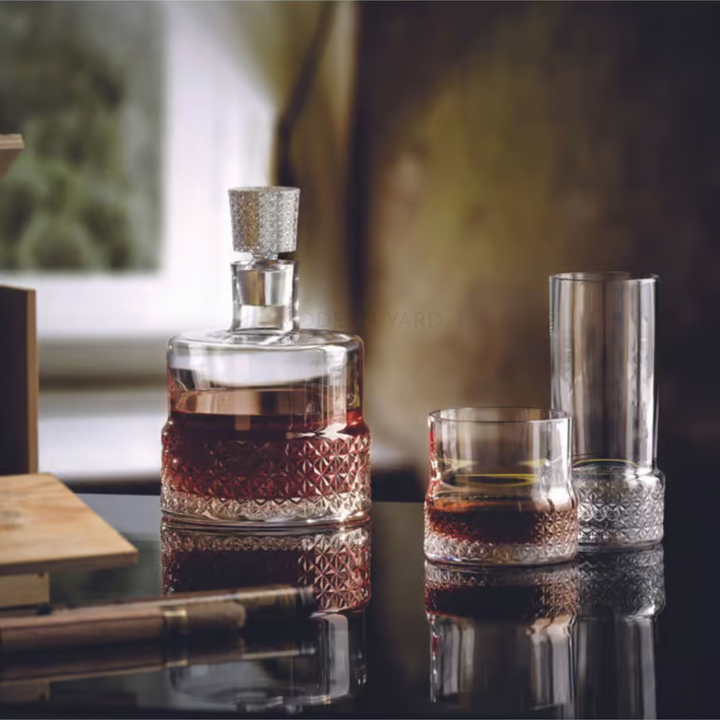 Rona Premium Crystal Whiskey Decanter (Set of 3) - Made in Slovakia