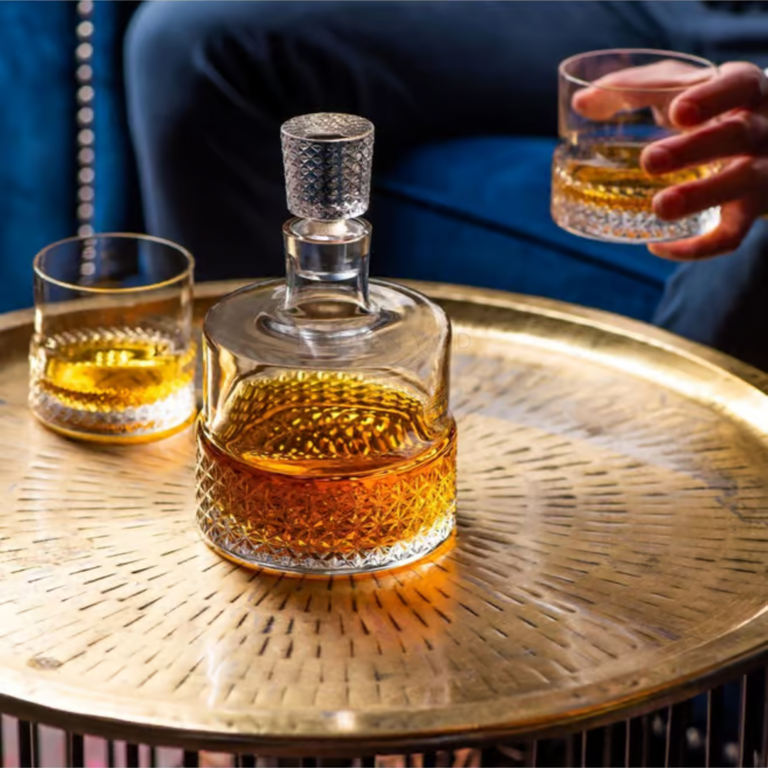 Rona Premium Crystal Whiskey Decanter (Set of 3) - Made in Slovakia