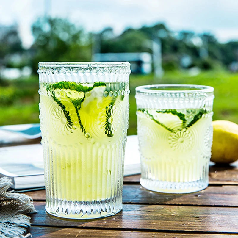 Premium Embossed Water & Juice Glass (Pack of 6)