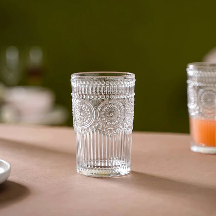 Premium Embossed Water & Juice Glass (Pack of 6)