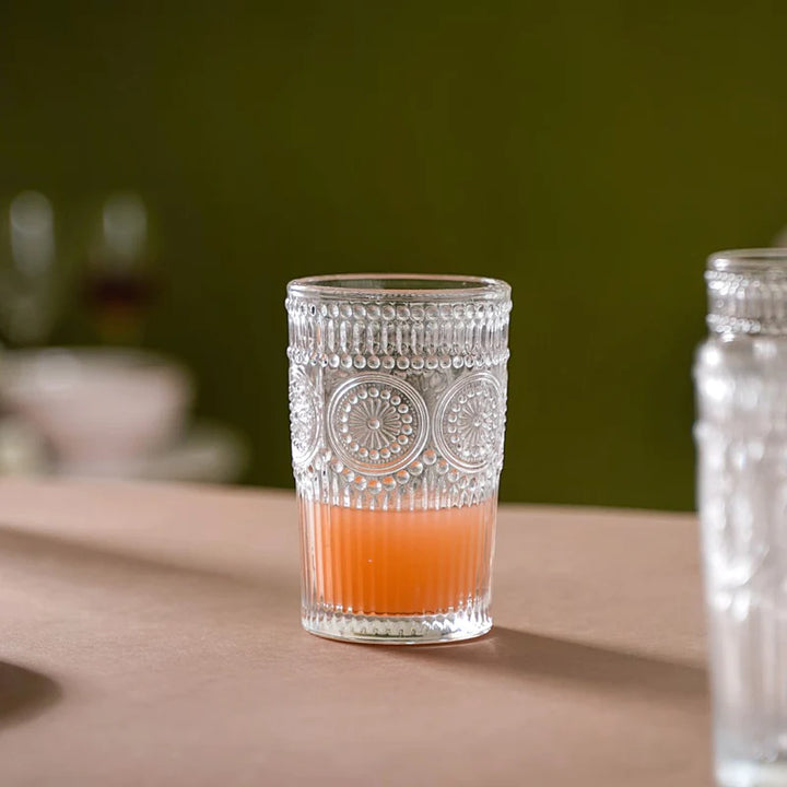 Premium Embossed Water & Juice Glass (Pack of 6)
