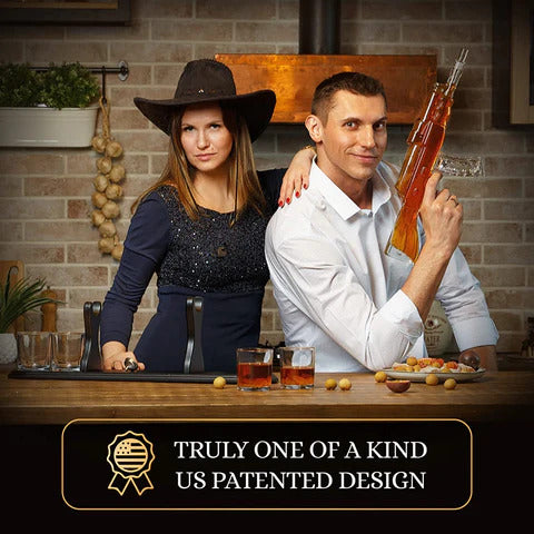 Gun Decanter with 4 Bullet Glasses Set