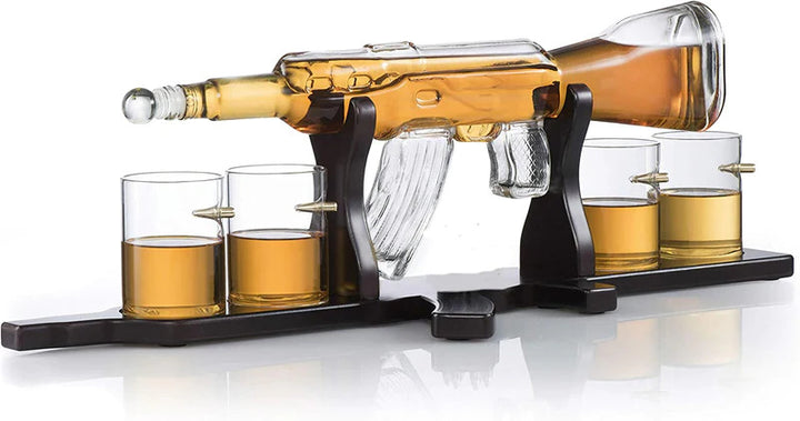 Gun Decanter with 4 Bullet Glasses Set