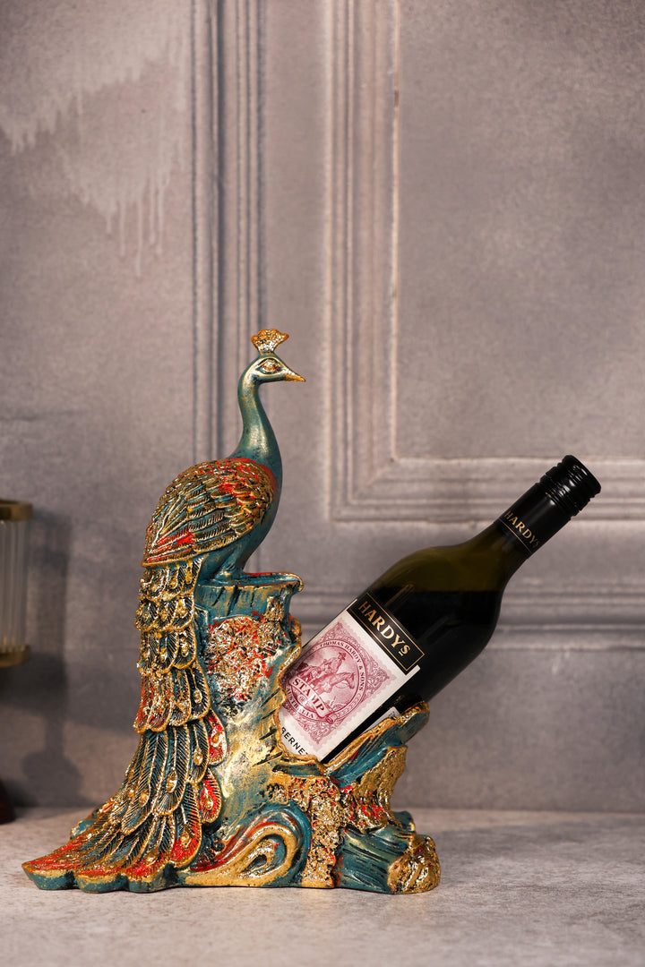 Peacock Bottle Holder Sculpture