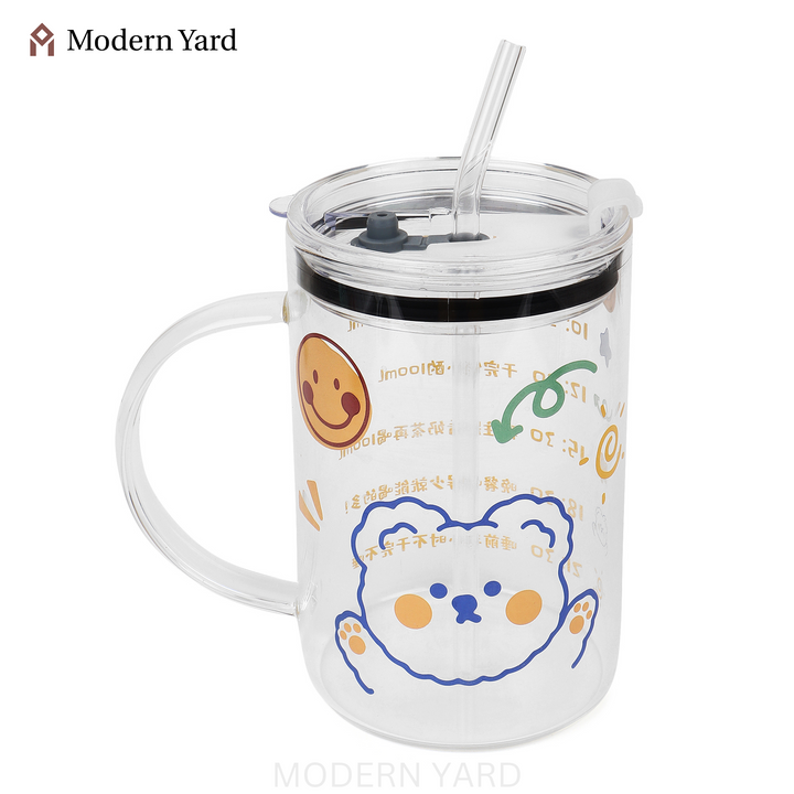 Glass Tumbler with Straw (600 ML)