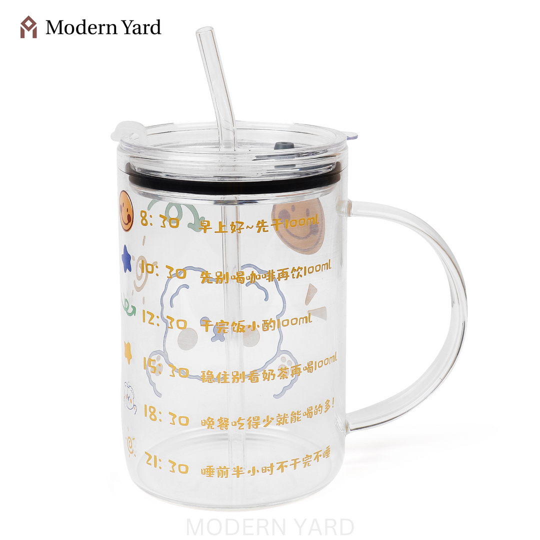 Glass Tumbler with Straw (600 ML)