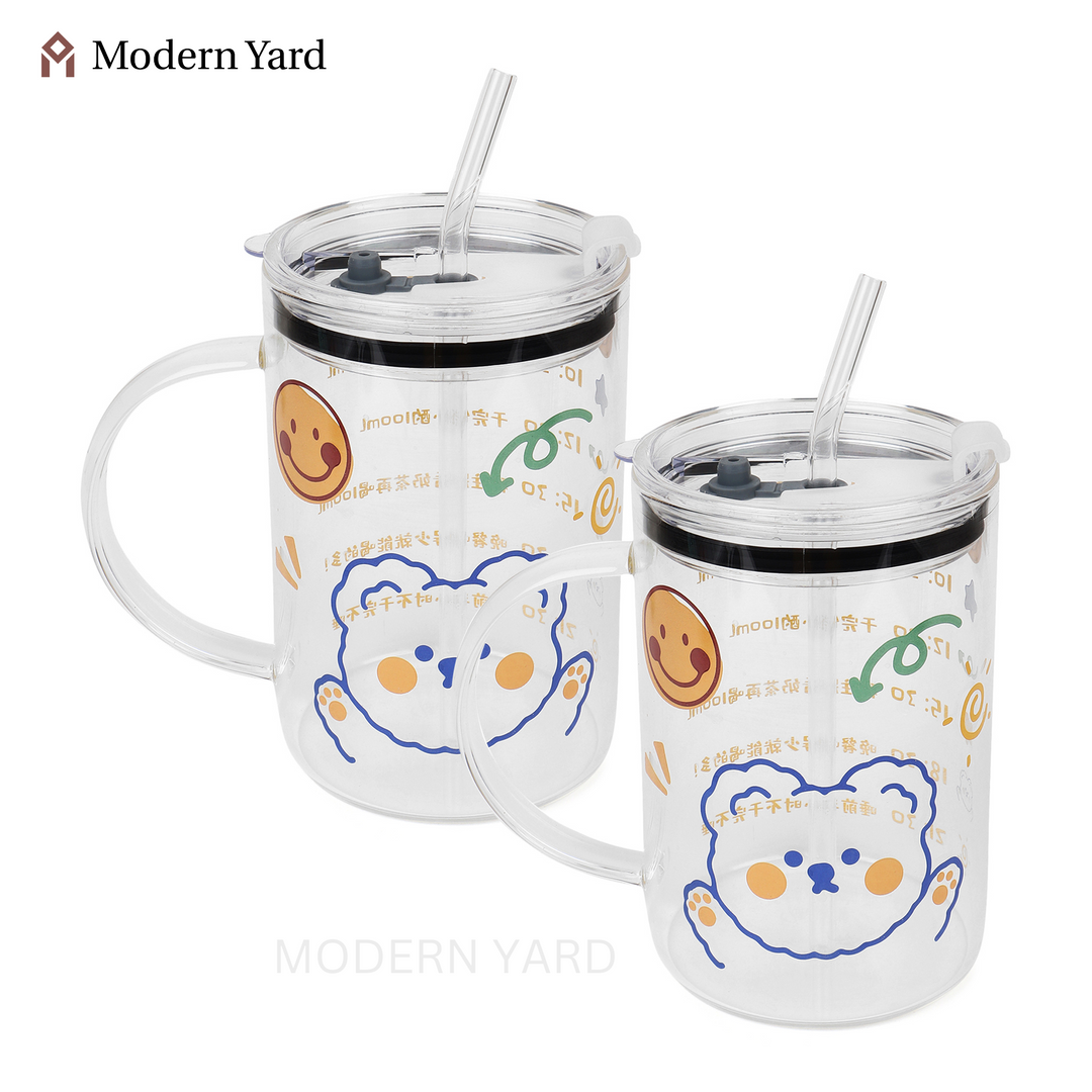 Glass Tumbler with Straw (600 ML)