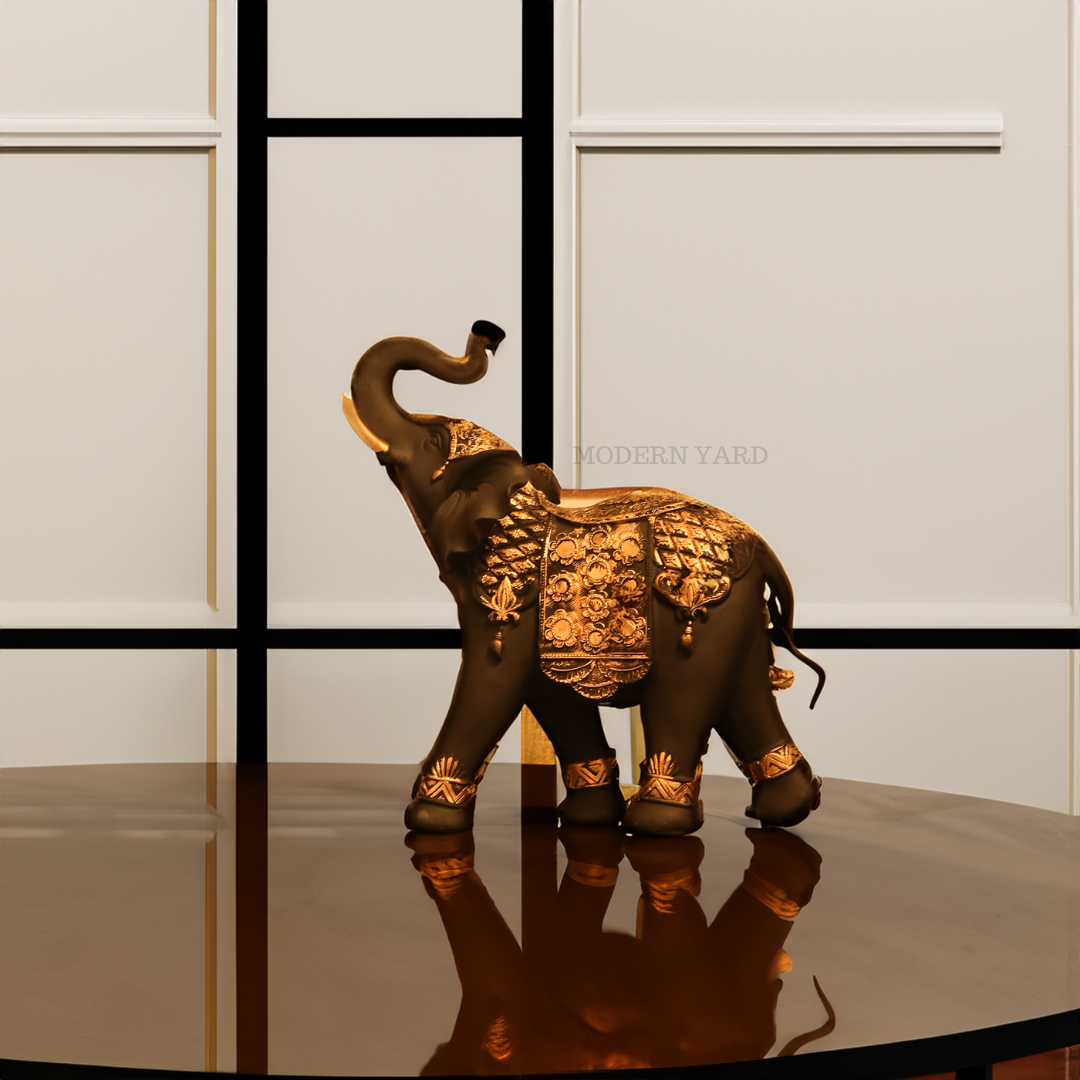 Black Elephant with Golden Touch (Set of 2)