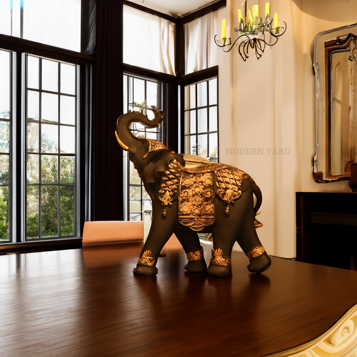 Black Elephant with Golden Touch (Set of 2)