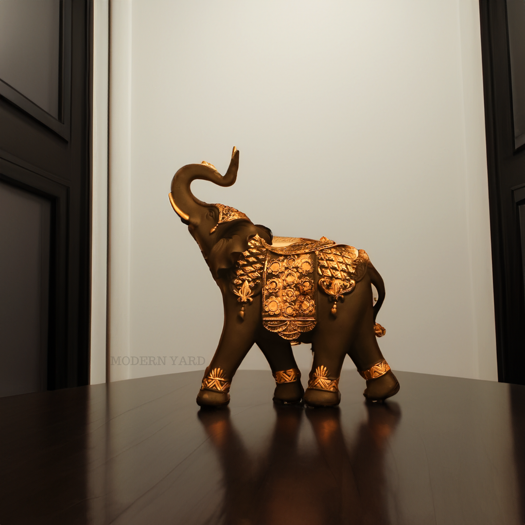 Black Elephant with Golden Touch (Set of 2)