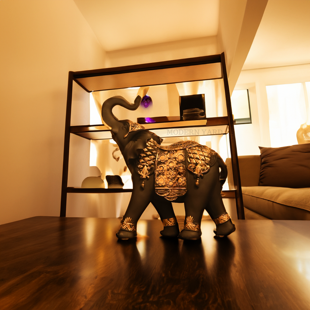 Black Elephant with Golden Touch (Set of 2)