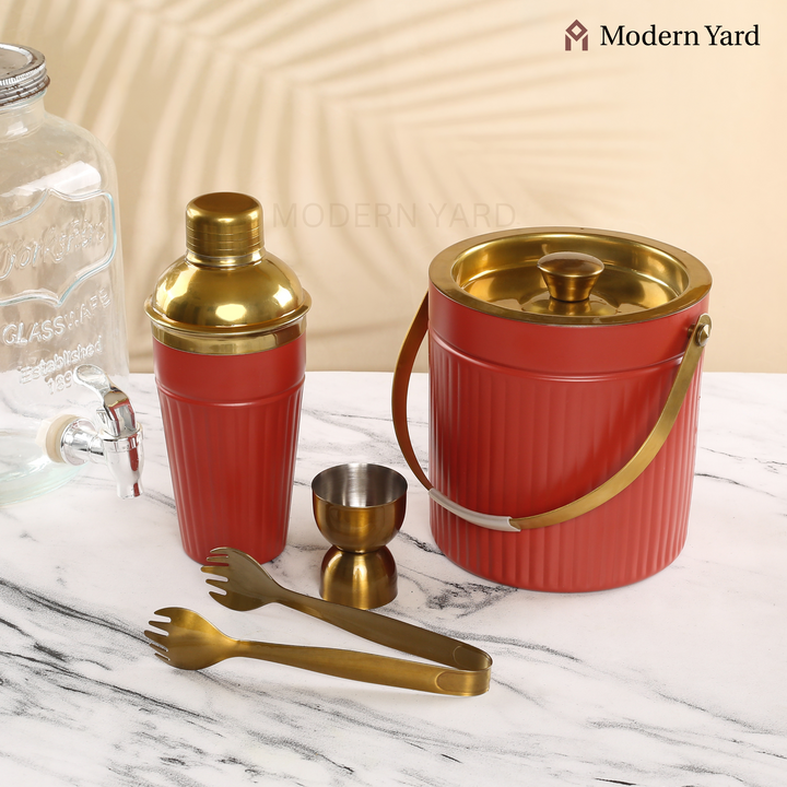 Stainless Steel Bar Set of 4 (Red)