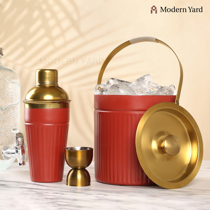 Stainless Steel Bar Set of 4 (Red)