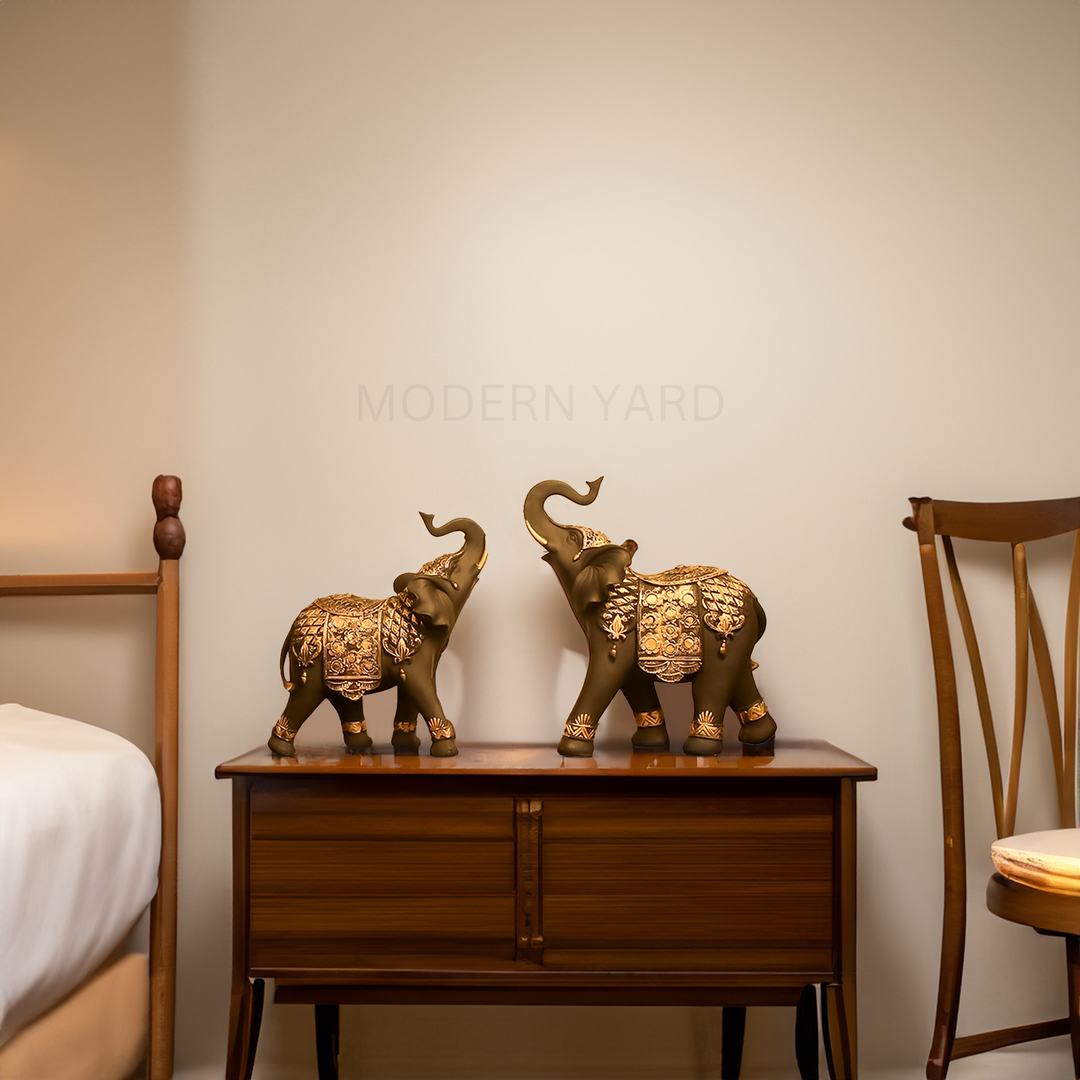 Black Elephant with Golden Touch (Set of 2)