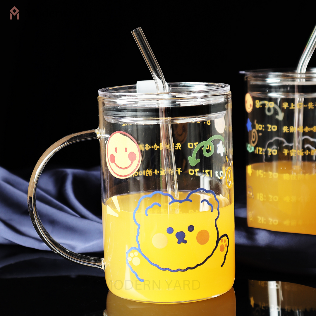 Glass Tumbler with Straw (600 ML)