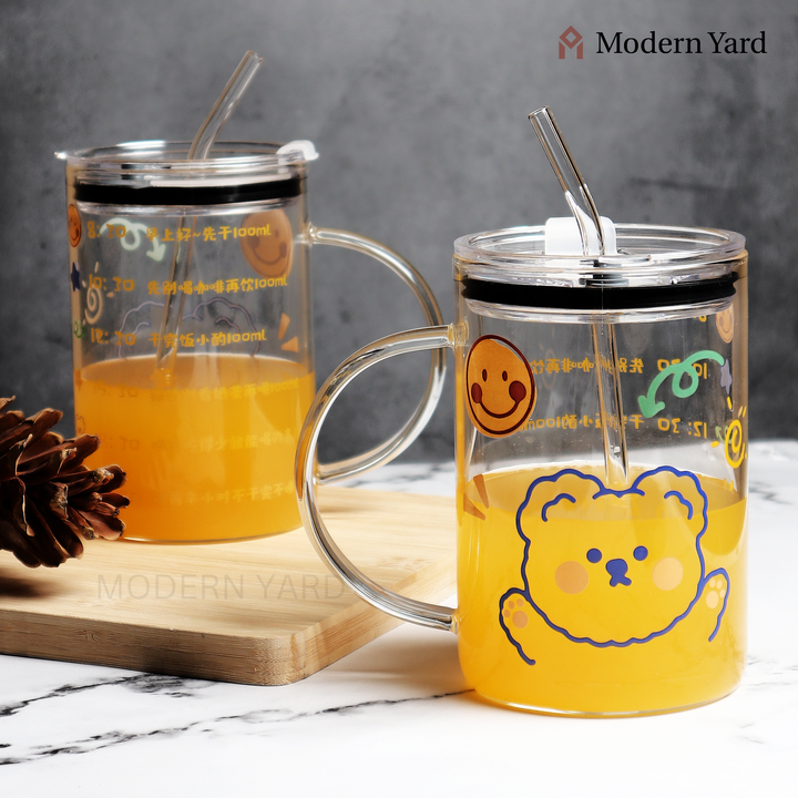 Glass Tumbler with Straw (600 ML)