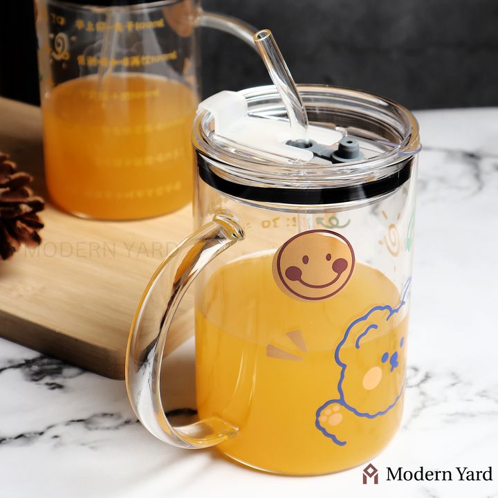 Glass Tumbler with Straw (600 ML)