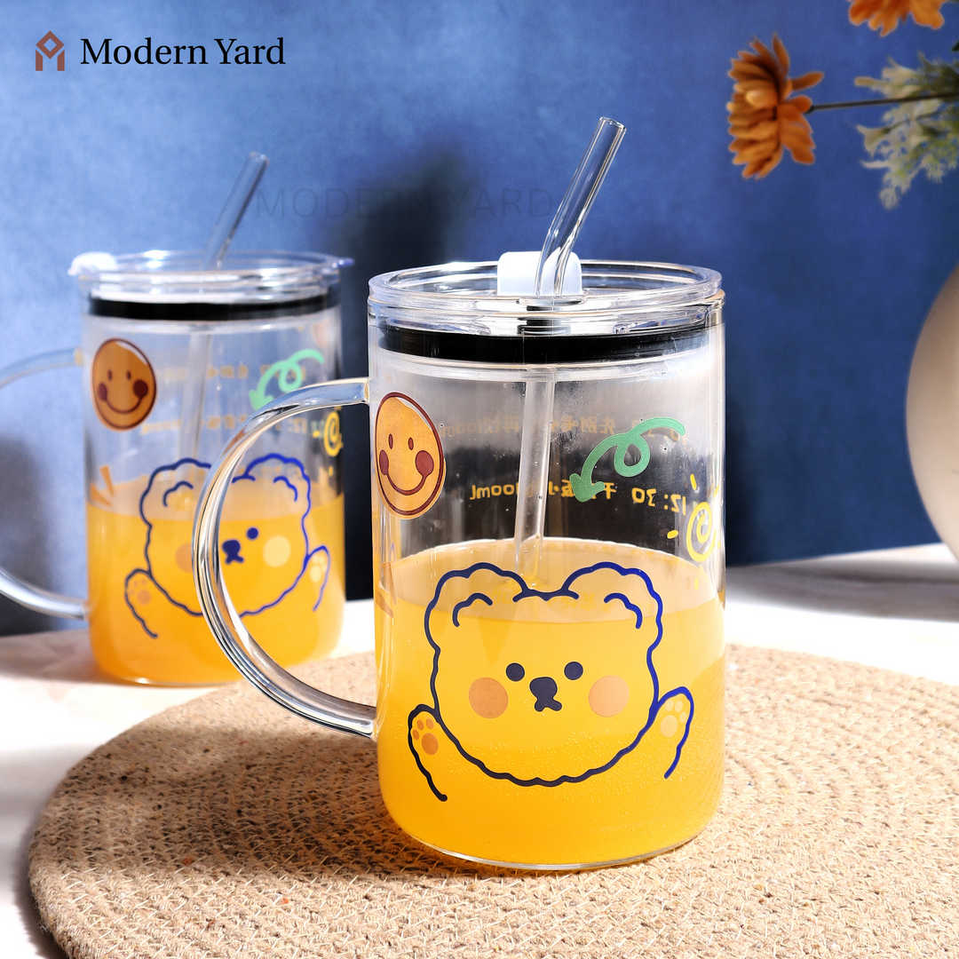 Glass Tumbler with Straw (600 ML)