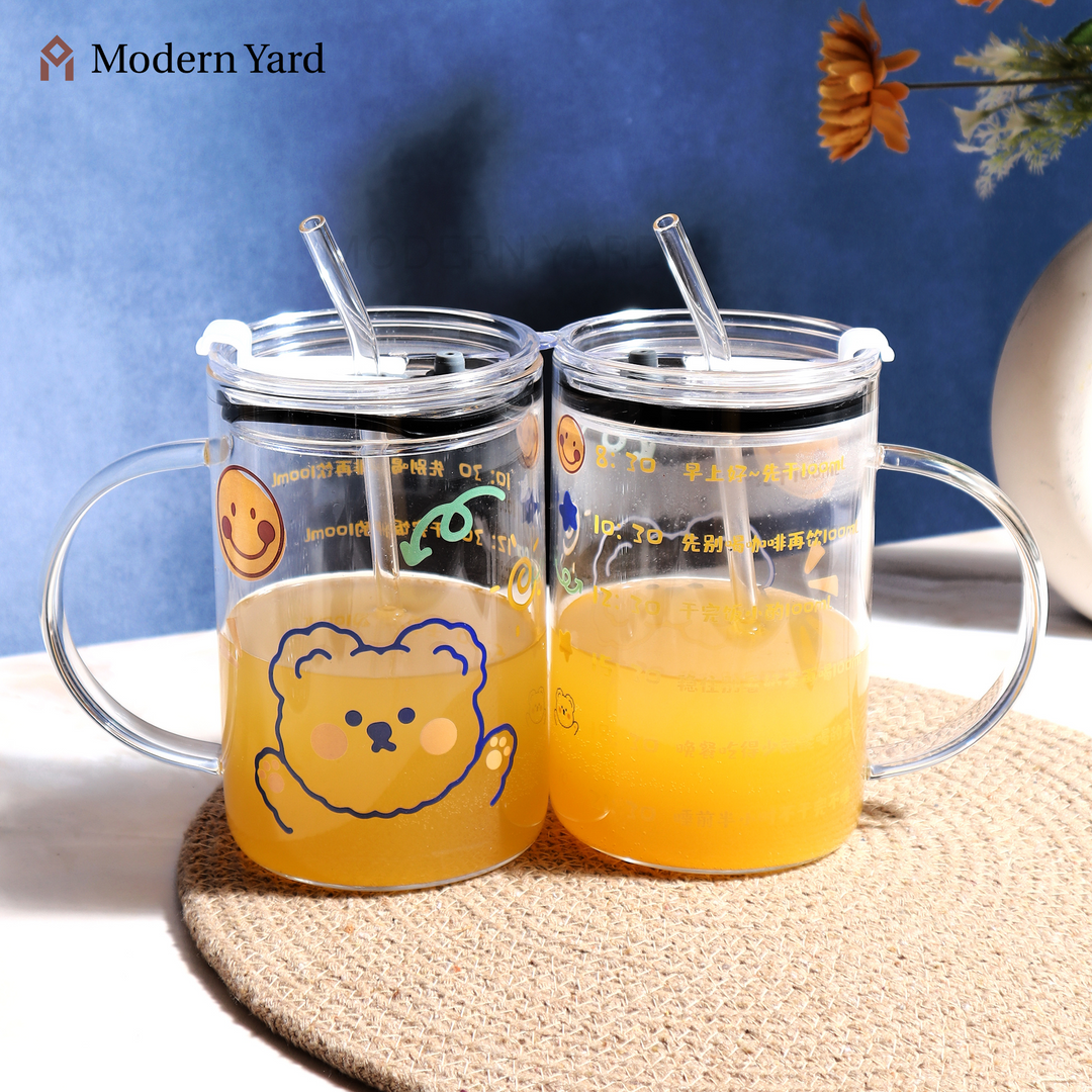 Glass Tumbler with Straw (600 ML)