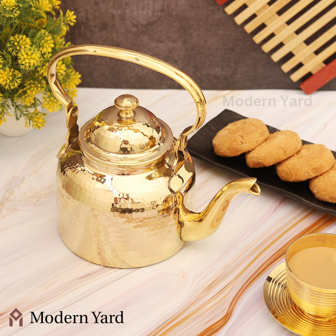 Brass Designer Tea Pot & Cup Saucer