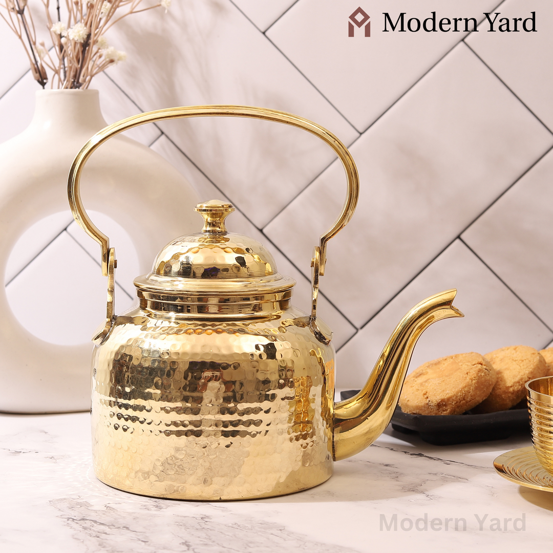Brass Designer Tea Pot & Cup Saucer
