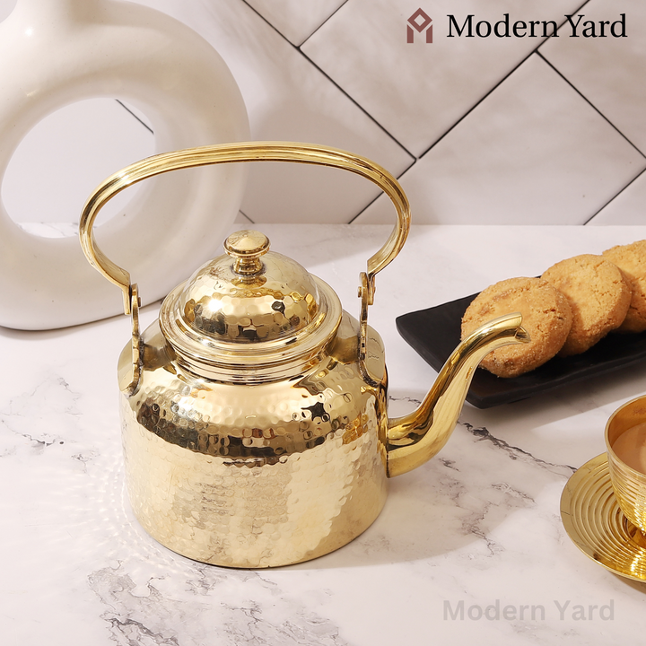 Brass Designer Tea Pot & Cup Saucer