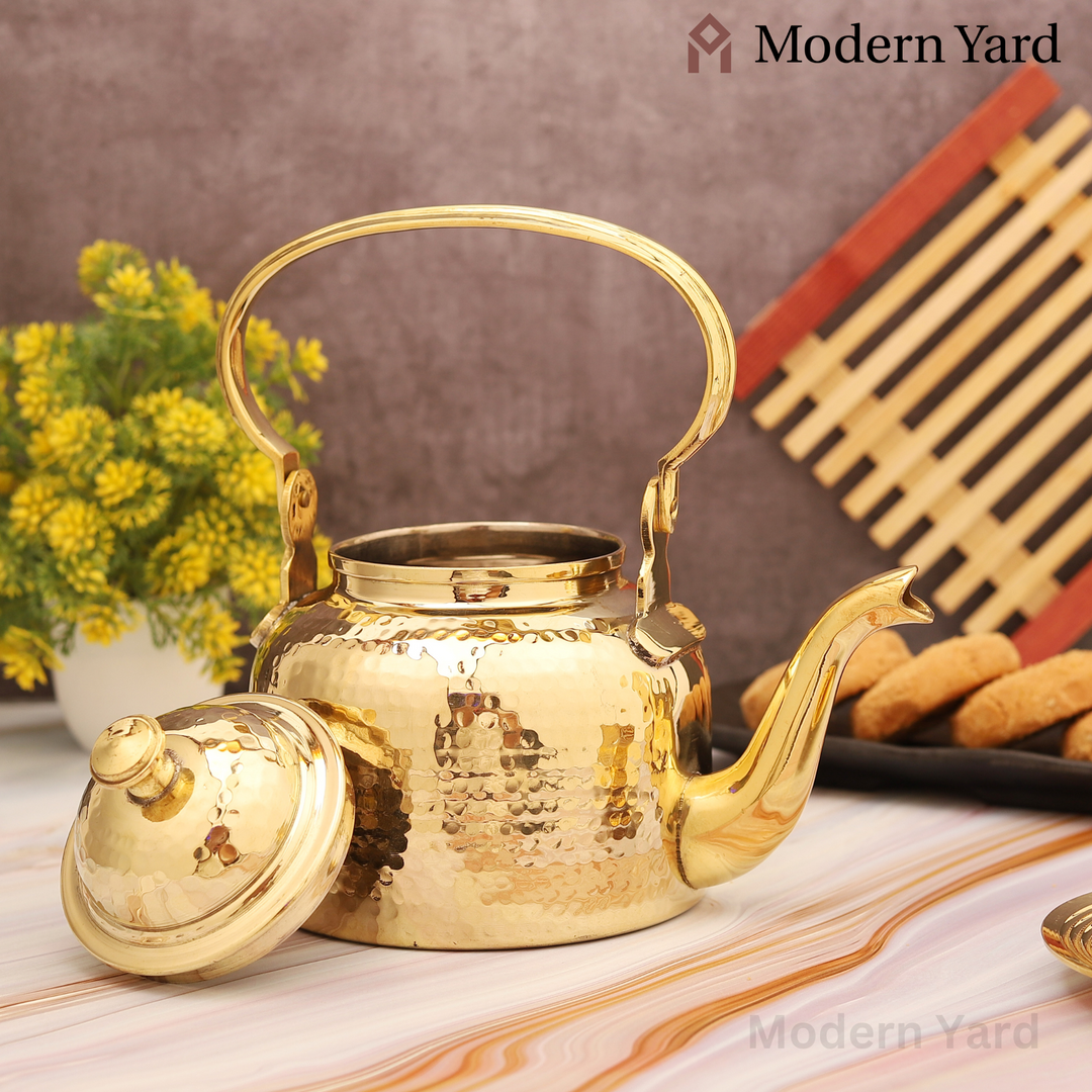 Brass Designer Tea Pot & Cup Saucer