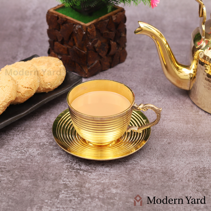 Brass Cup & Saucer Set (Pack of 2)
