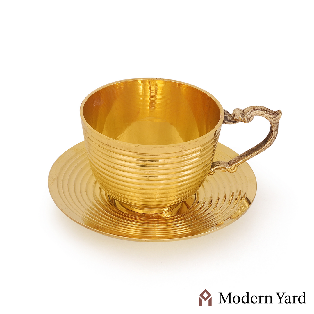 Brass Cup & Saucer Set (Pack of 2)