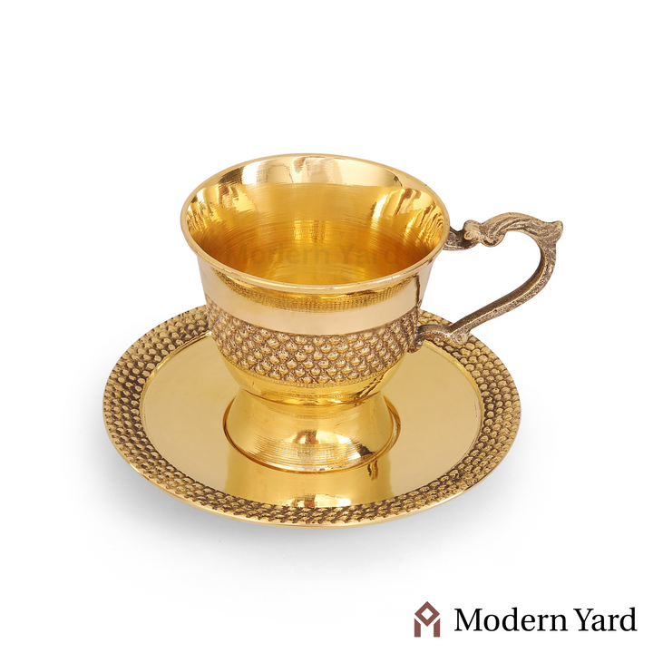Brass Cup & Saucer Set (Pack of 2)