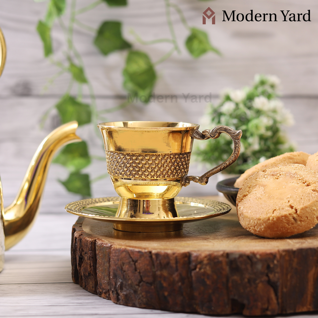 Brass Cup & Saucer Set (Pack of 2)