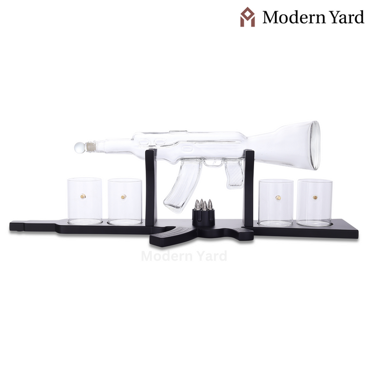 Gun Decanter with 4 Bullet Glasses Set