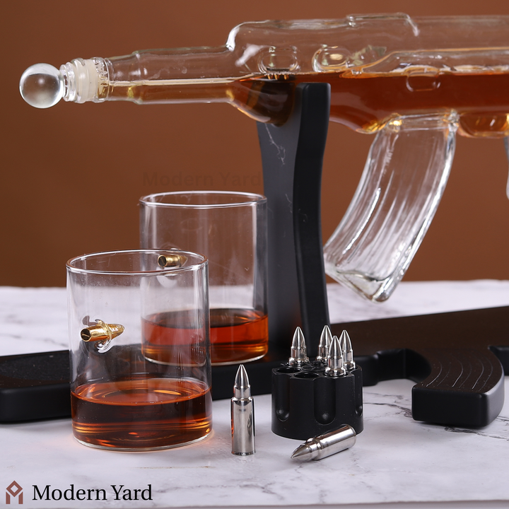 Gun Decanter with 4 Bullet Glasses Set