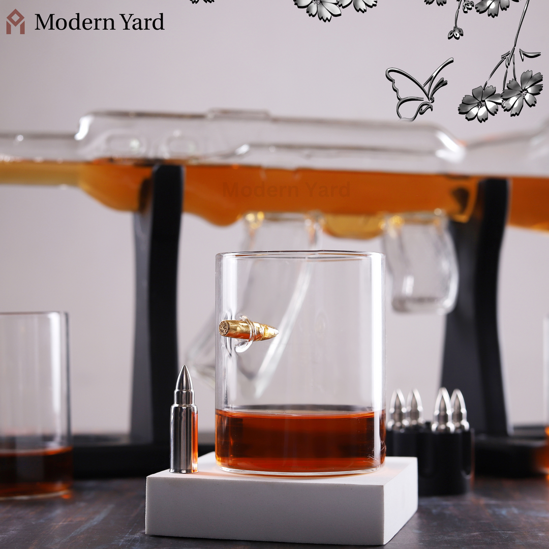 Gun Decanter with 4 Bullet Glasses Set