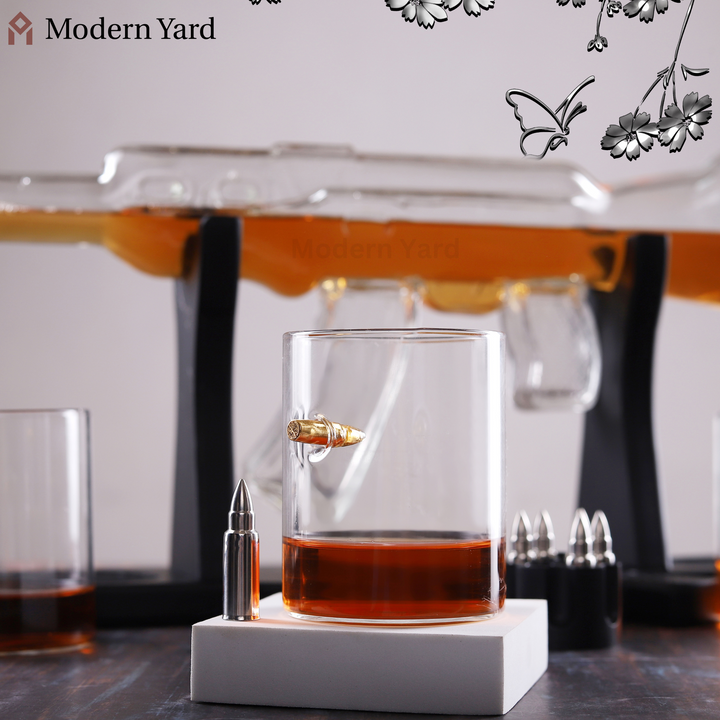 Gun Decanter with 4 Bullet Glasses Set
