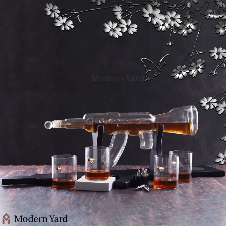 Gun Decanter with 4 Bullet Glasses Set