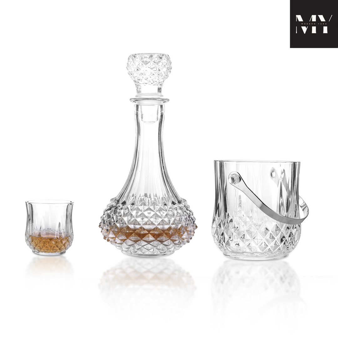 European 8 Pcs Decanter with Glasses and Ice Bucket