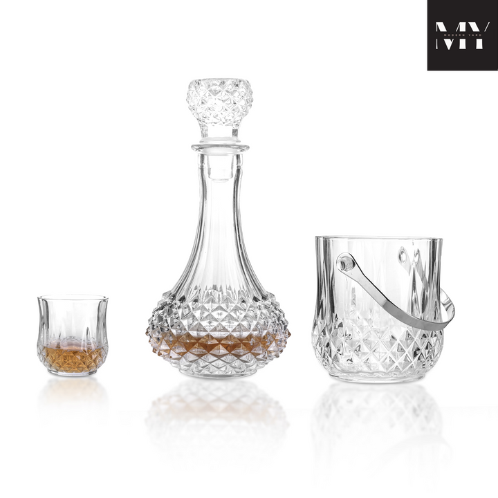 European 8 Pcs Decanter with Glasses and Ice Bucket