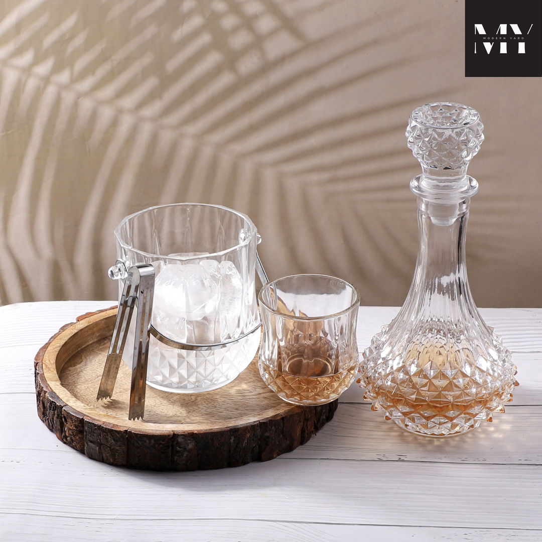 European 8 Pcs Decanter with Glasses and Ice Bucket
