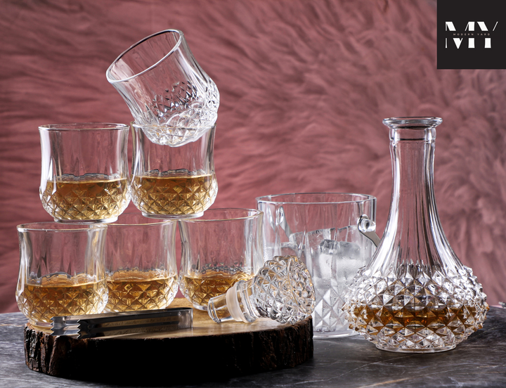 European 8 Pcs Decanter with Glasses and Ice Bucket