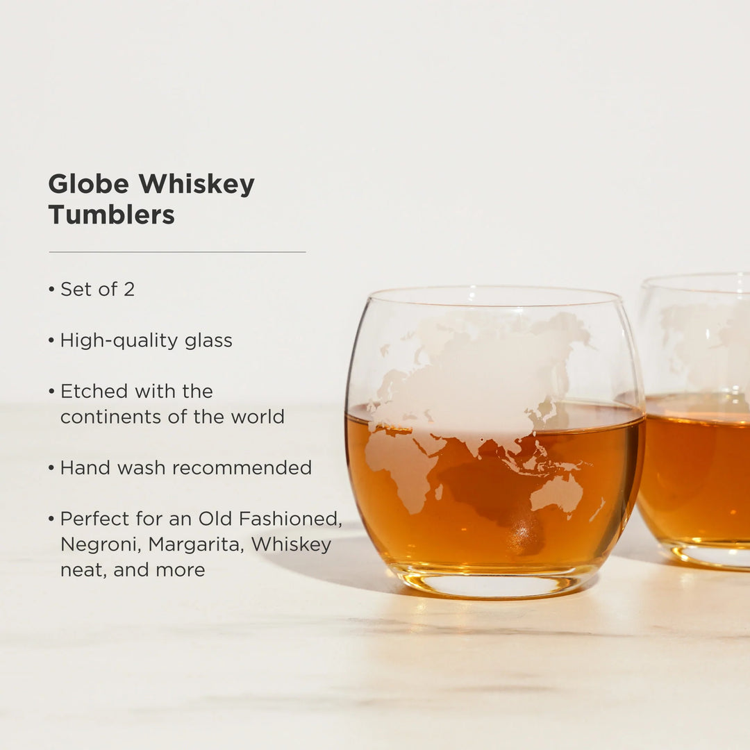 Globe Whiskey Glasses (Set of 2)