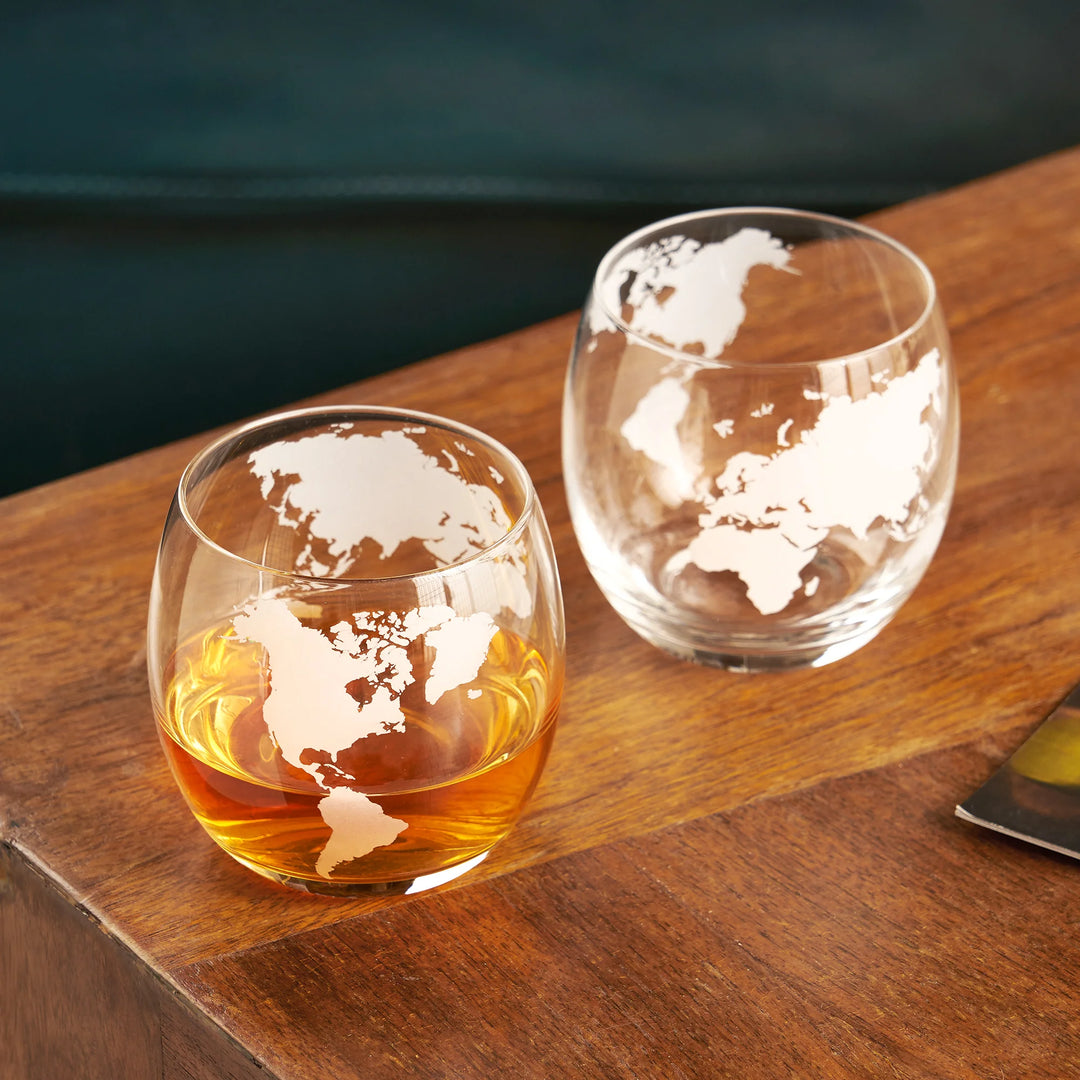 Globe Whiskey Glasses (Set of 2)
