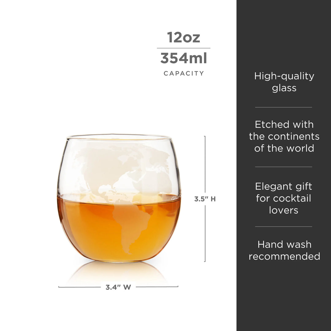 Globe Whiskey Glasses (Set of 2)