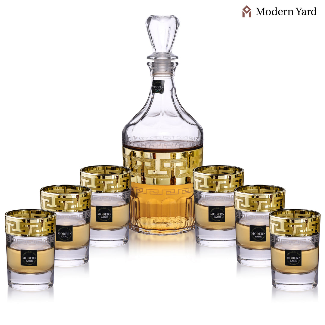 Gold Shot 7 Pcs Decanter Set with 6 Glasses